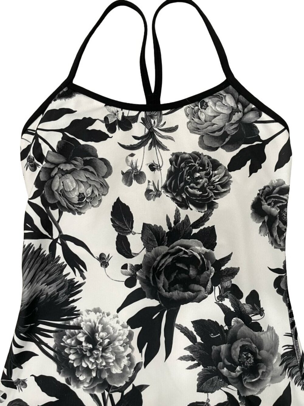 Lululemon Power Y Tank Luon Size 4 Brisk Bloom Black White / Black W1E56S - Picture 7 of 10